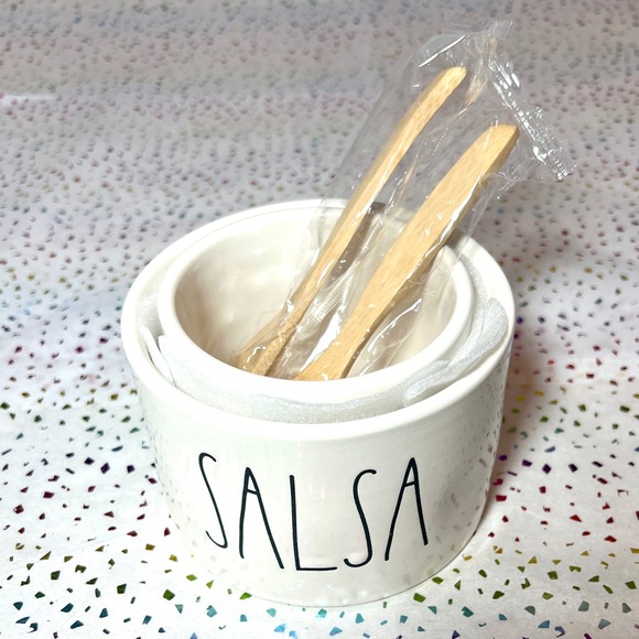 Rae Dunn Guacamole Guac Salsa Bowls 2 Wooden Spoon - Picture 2 of 5